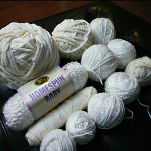 RESERVED - White Mixed Yarn Lot